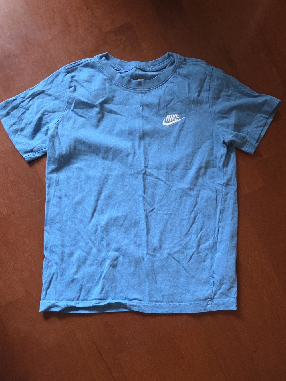 Nike Kids Short Sleeve Tee in Sky Blue with White Logo
